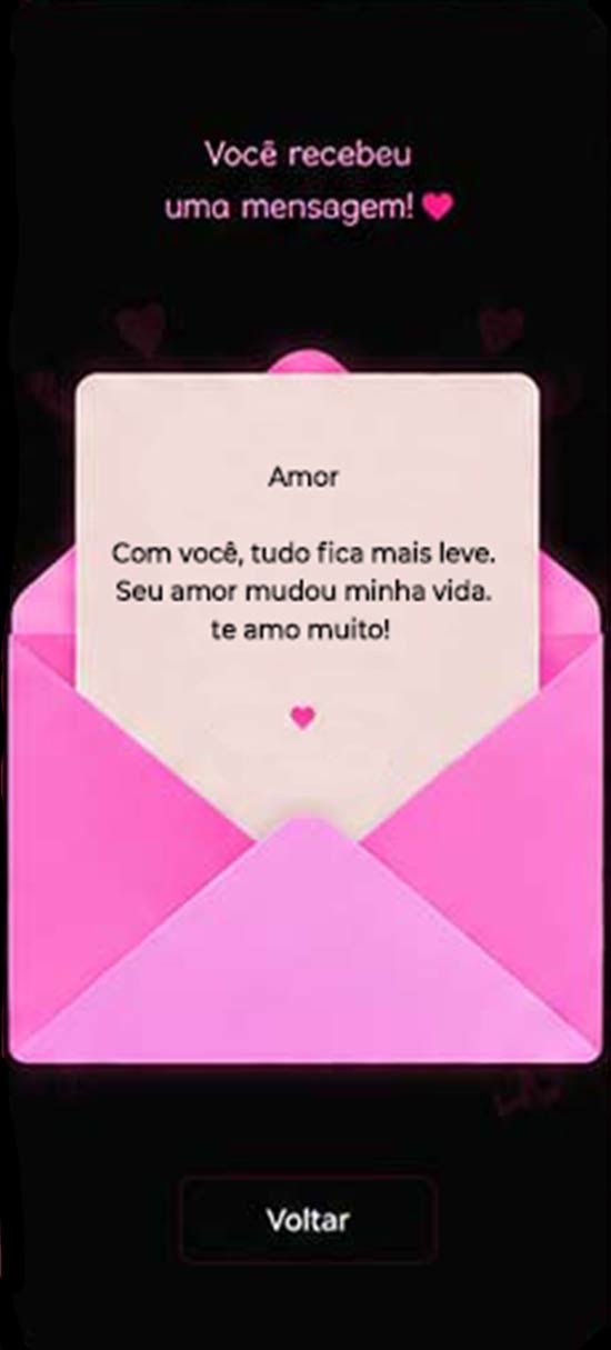 Página de carta de amor personalizada com mensagem do QR Code Love